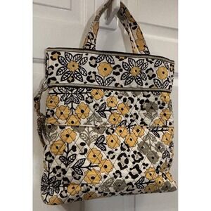 Vera Bradley Toggle Yellow Tote Bag Floral Cheetah Leopard Print  Spring Handbag